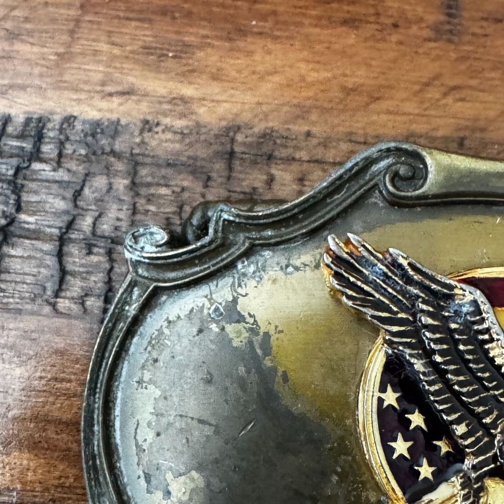 1978 Raintree Harley Davidson 75th Anniversary Enamel Belt Buckle Eagle Flag - Picture 6 of 16